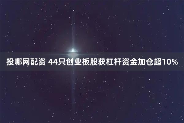 投哪网配资 44只创业板股获杠杆资金加仓超10%