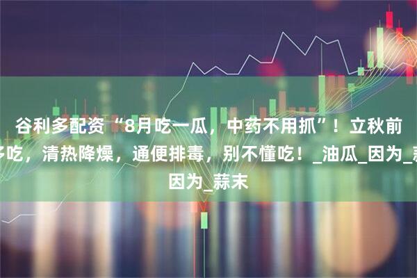 谷利多配资 “8月吃一瓜，中药不用抓”！立秋前后多吃，清热降燥，通便排毒，别不懂吃！_油瓜_因为_蒜末